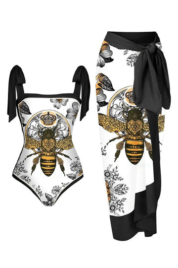 Noir Print Une Pièce Bikini Maillot de Bain